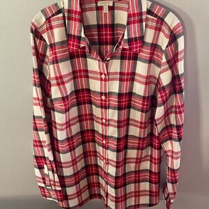 NWTs Talbots Red and White Plaid flannel Shirt